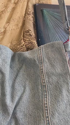סרטון של תיק צד Tribal eyes Denim מג׳ינס עם עיטורים צבעוניים